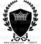Vector Clip Art of Retro Shield and Laurel Wreath with a Crown by Vector Tradition SM