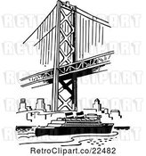 Vector Clip Art of Retro Ship Under a Bridge by BestVector