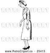 Vector Clip Art of Retro Shocked Woman by Prawny Vintage