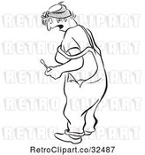 Vector Clip Art of Retro Shocked Worker Lady by Picsburg