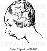 Vector Clip Art of Retro Short Haired Lady in Profile by Prawny Vintage