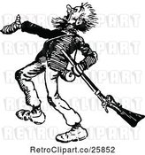 Vector Clip Art of Retro Shouting Guy with a Rifle by Prawny Vintage
