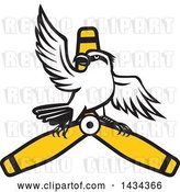Vector Clip Art of Retro Shrike Bird on a Propeller Blade by Patrimonio