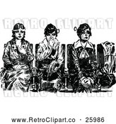 Vector Clip Art of Retro Sick Women Waiting by Prawny Vintage