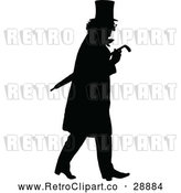 Vector Clip Art of Retro Silhouette Man with an Umbrella by Prawny Vintage