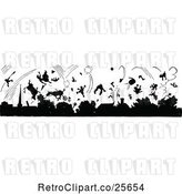 Vector Clip Art of Retro Silhouetted Animals and People in an Explosion by Prawny Vintage