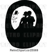 Vector Clip Art of Retro Silhouetted Birds Watching a Couple Kissing by Prawny Vintage