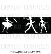 Vector Clip Art of Retro Silhouetted Border of a Ballerina and Men by Prawny Vintage