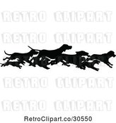 Vector Clip Art of Retro Silhouetted Border of Running Dogs by Prawny Vintage