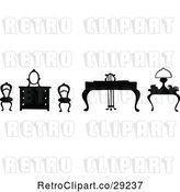 Vector Clip Art of Retro Silhouetted Chairs and Tables by Prawny Vintage