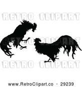 Vector Clip Art of Retro Silhouetted Cock Fight by Prawny Vintage