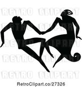 Vector Clip Art of Retro Silhouetted Couple Dancing by Prawny Vintage