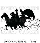 Vector Clip Art of Retro Silhouetted Couple Riding Horses by Prawny Vintage