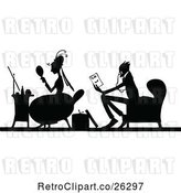 Vector Clip Art of Retro Silhouetted Couple Sitting by Prawny Vintage