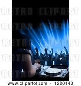 Vector Clip Art of Retro Silhouetted Dancers and a Dj Mixing a Record at a Club by Dero