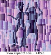 Vector Clip Art of Retro Silhouetted Dancing Couple on an Abstract Purple Website Background by Kaycee