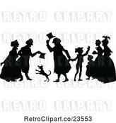 Vector Clip Art of Retro Silhouetted Dog and People by Prawny Vintage
