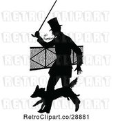 Vector Clip Art of Retro Silhouetted Guy with a Cane and Dog by Prawny Vintage