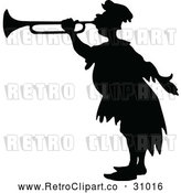 Vector Clip Art of Retro Silhouetted Herald Blowing a Horn by Prawny Vintage