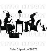 Vector Clip Art of Retro Silhouetted Ladies Talking by Prawny Vintage