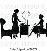 Vector Clip Art of Retro Silhouetted Ladies Talking over Tea by Prawny Vintage