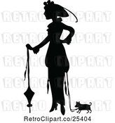 Vector Clip Art of Retro Silhouetted Lady and Dog by Prawny Vintage