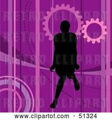 Vector Clip Art of Retro Silhouetted Lady on a Purple Background by Dero