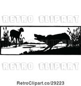 Vector Clip Art of Retro Silhouetted Lamb and Wolf by Prawny Vintage
