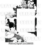 Vector Clip Art of Retro Silhouetted Path and KChildren Page Border by Prawny Vintage