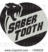 Vector Clip Art of Retro Silhouetted Saber Tooth Tiger Cat with Text in a Circle by Patrimonio