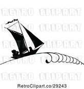 Vector Clip Art of Retro Silhouetted Sailboat with People by Prawny Vintage