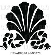 Vector Clip Art of Retro Silhouetted Scallop Shell and Rope by Prawny Vintage