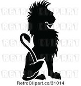 Vector Clip Art of Retro Silhouetted Sitting Lion by Prawny Vintage
