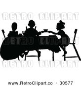 Vector Clip Art of Retro Silhouetted Tea Party with Girls by Prawny Vintage