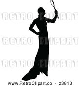 Vector Clip Art of Retro Silhouetted Woman Holding a Mirror by Prawny Vintage