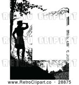 Vector Clip Art of Retro Silhouetted Woman Viewing Page Border by Prawny Vintage