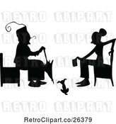 Vector Clip Art of Retro Silhouetted Women Sitting by Prawny Vintage
