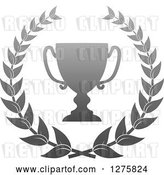 Vector Clip Art of Retro Silver Championship Trophy Cup in a Wreath by Vector Tradition SM