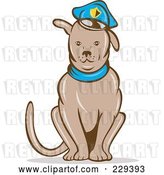 Vector Clip Art of Retro Sitting Police Dog by Patrimonio