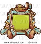Vector Clip Art of Retro Sitting Steampunk Robot with a Frame Body by BNP Design Studio