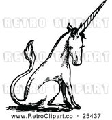 Vector Clip Art of Retro Sitting Unicorn by Prawny Vintage