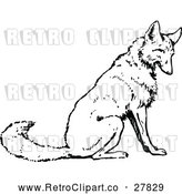 Vector Clip Art of Retro Sitting Wolf by Prawny Vintage