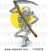 Vector Clip Art of Retro Skeleton Grim Reaper with a Scythe by Patrimonio