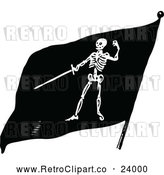 Vector Clip Art of Retro Skeleton Pirate Flag by Prawny Vintage