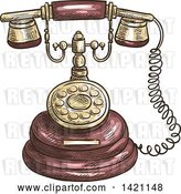 Vector Clip Art of Retro Sketched and Color Filled Telephone by Vector Tradition SM