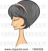 Vector Clip Art of Retro Sketched Asian Lady in Profile, with Her Hair in a Bob 50s Style by BNP Design Studio