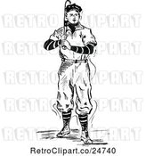 Vector Clip Art of Retro Sketched Baseball Player by Prawny Vintage