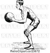 Vector Clip Art of Retro Sketched Basketball Player by Prawny Vintage