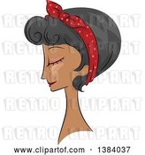Vector Clip Art of Retro Sketched Black Lady in Profile, with Her Hair in a Short 50s Style by BNP Design Studio