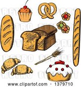 Vector Clip Art of Retro Sketched Bread and Pastries by Vector Tradition SM